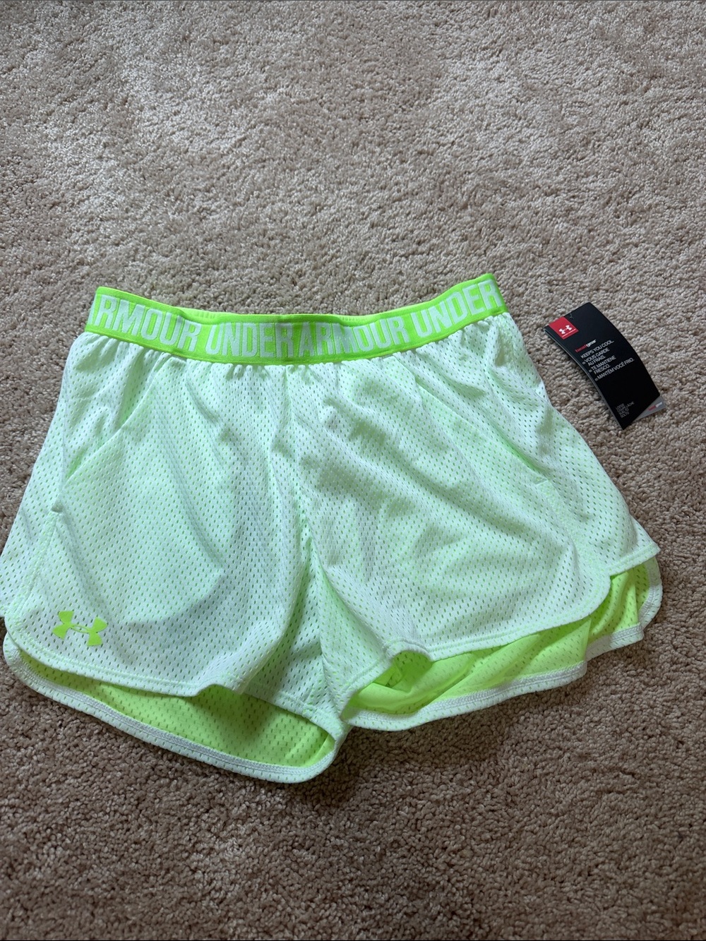 Under Armour Women's Neon Lime Mesh Athletic Shorts